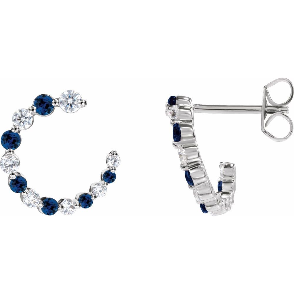 14K Gemstone &amp; Diamond Front-Back Hoops