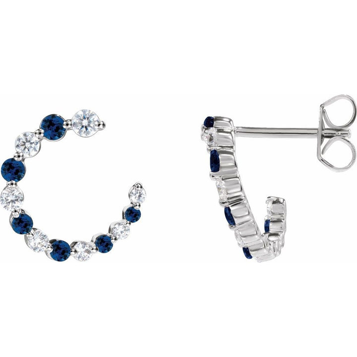 14K Gemstone &amp; Diamond Front-Back Hoops