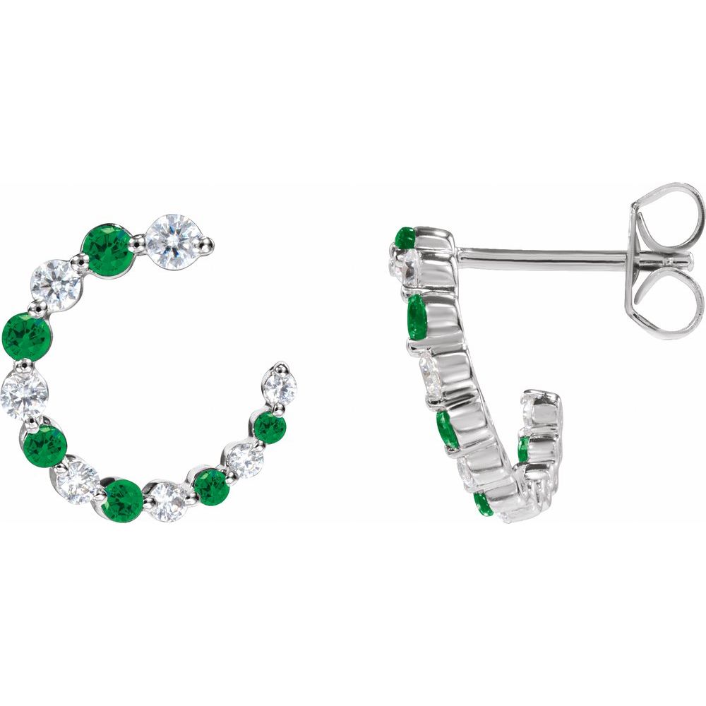 14K Gemstone &amp; Diamond Front-Back Hoops
