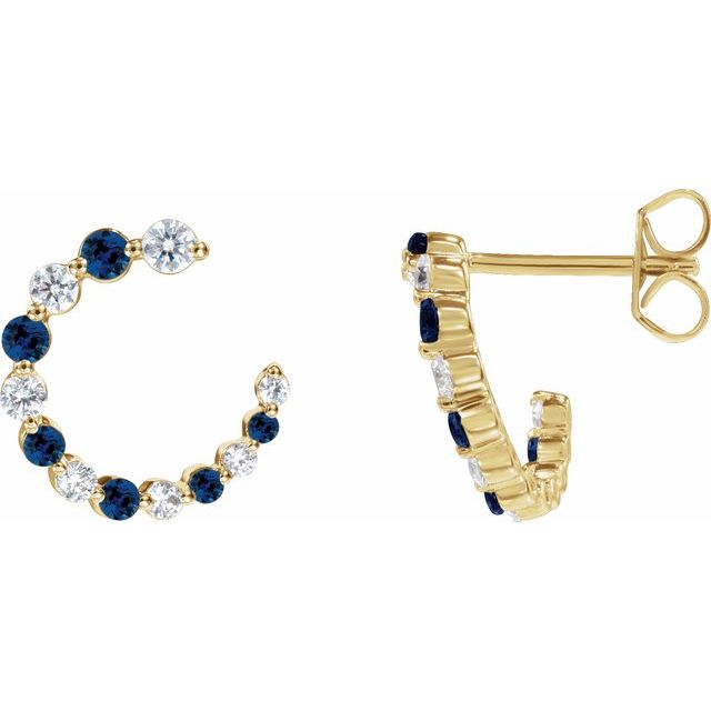 14K Gemstone &amp; Diamond Front-Back Hoops