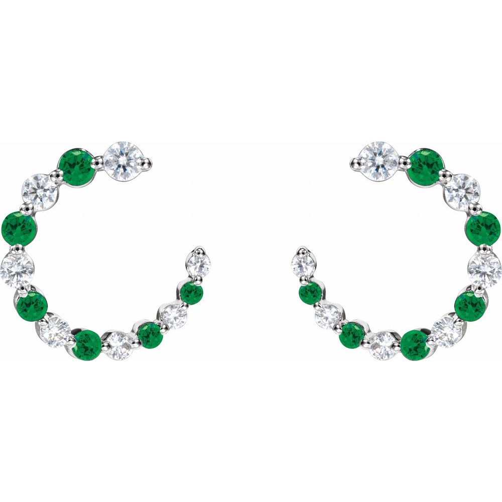 14K Gemstone &amp; Diamond Front-Back Hoops