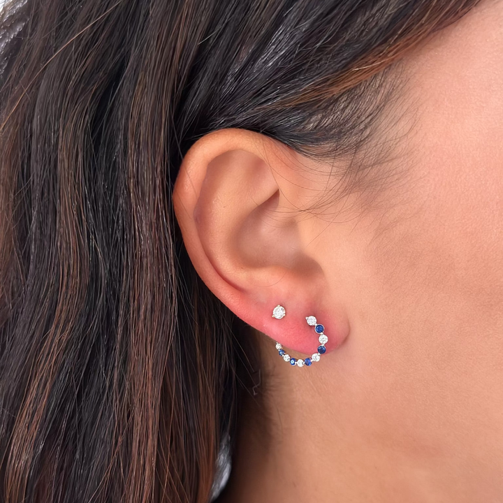 14K Gemstone &amp; Diamond Front-Back Hoops