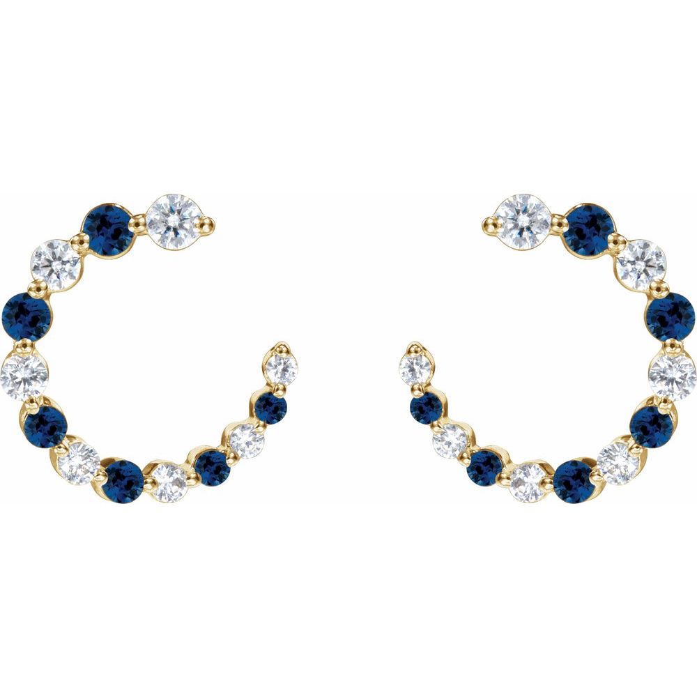 14K Gemstone &amp; Diamond Front-Back Hoops