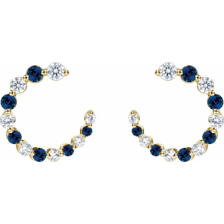 14K Gemstone &amp; Diamond Front-Back Hoops