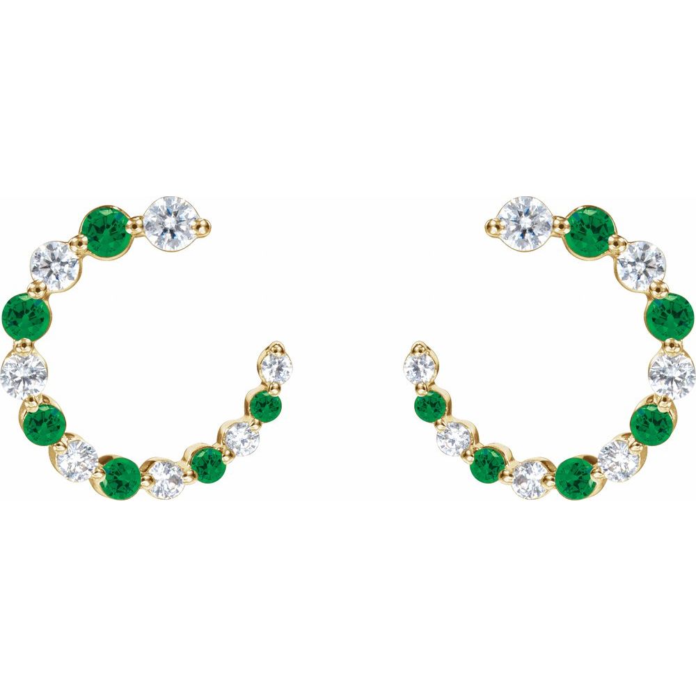 14K Gemstone &amp; Diamond Front-Back Hoops