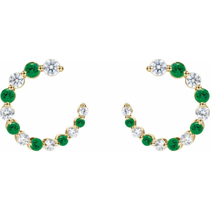 14K Gemstone &amp; Diamond Front-Back Hoops