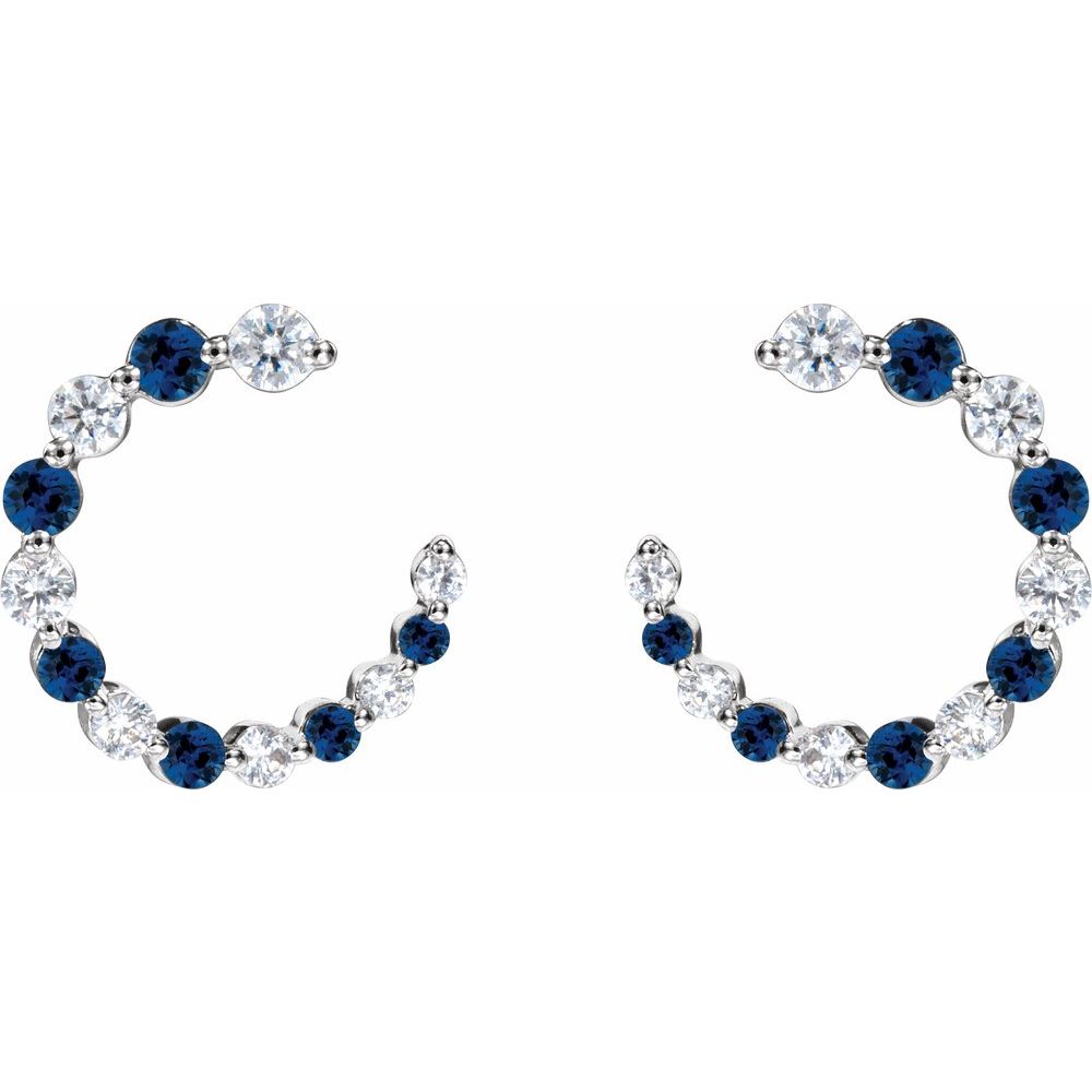 14K Gemstone &amp; Diamond Front-Back Hoops