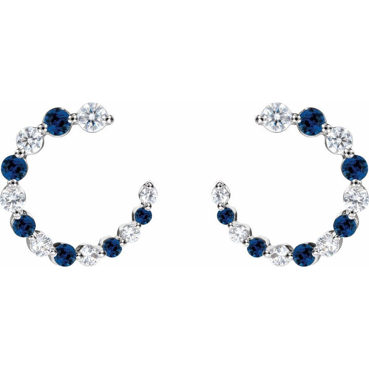 14K Gemstone &amp; Diamond Front-Back Hoops