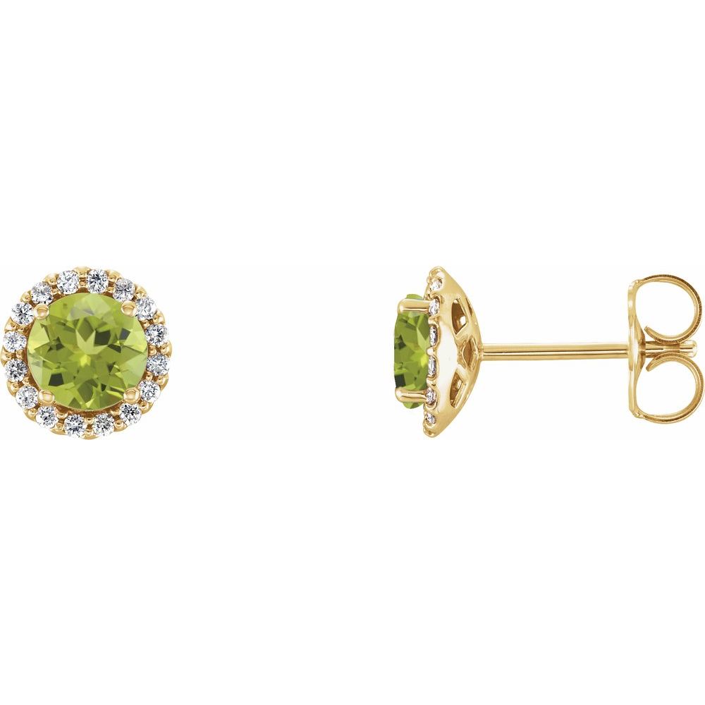 14K Gemstone &amp; Diamond Halo Studs
