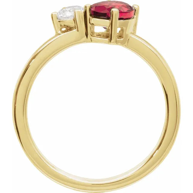 14K Gemstone &amp; Diamond Toi et Moi Ring