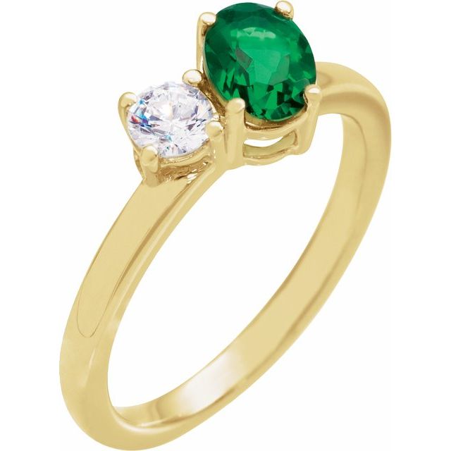 14K Gemstone &amp; Diamond Toi et Moi Ring