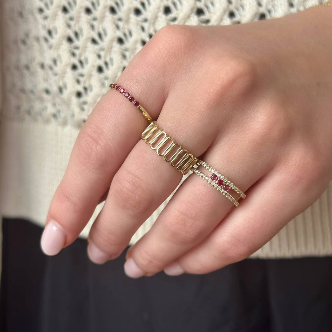 14K Natural Gemstone Stack Ring