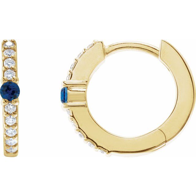 14K Gemstone Solitaire &amp; Diamond Pavé Huggie Hoops