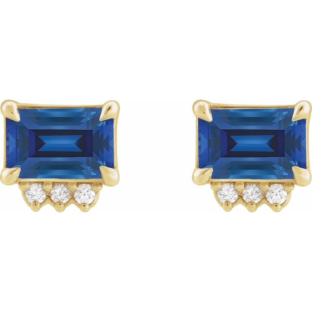 14K Gemstone &amp; .04 CTW Natural Diamond Studs