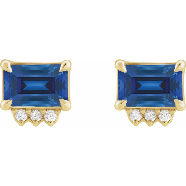 14K Gemstone &amp; .04 CTW Natural Diamond Studs