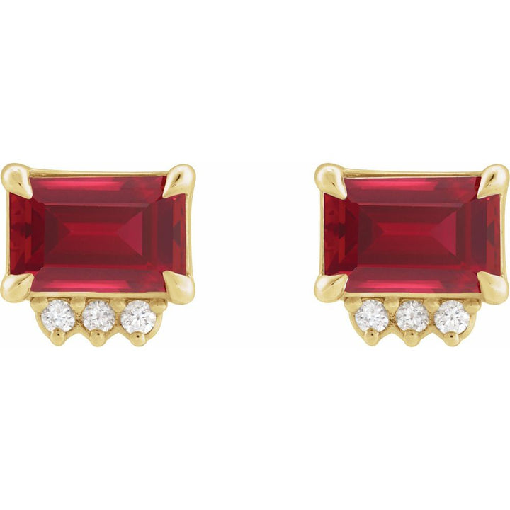 14K Gemstone &amp; .04 CTW Natural Diamond Studs
