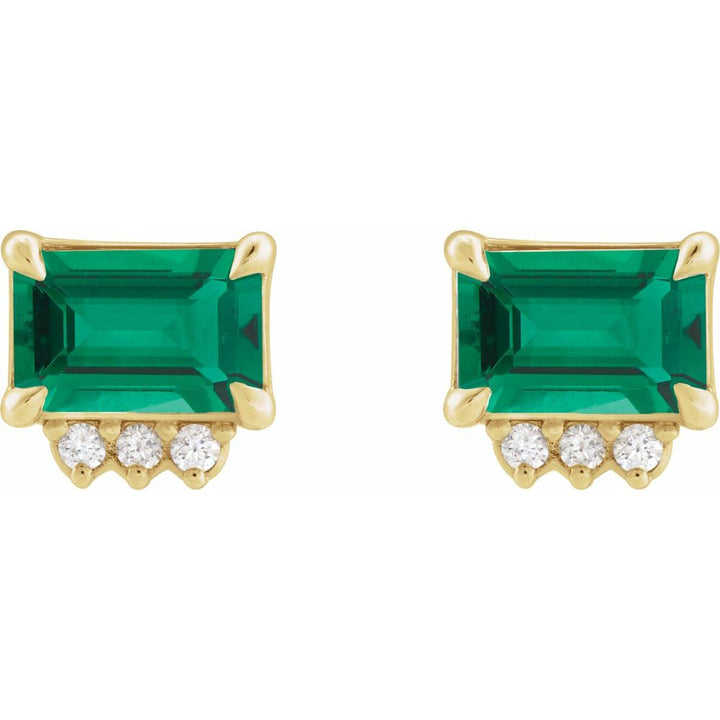 14K Gemstone &amp; .04 CTW Natural Diamond Studs