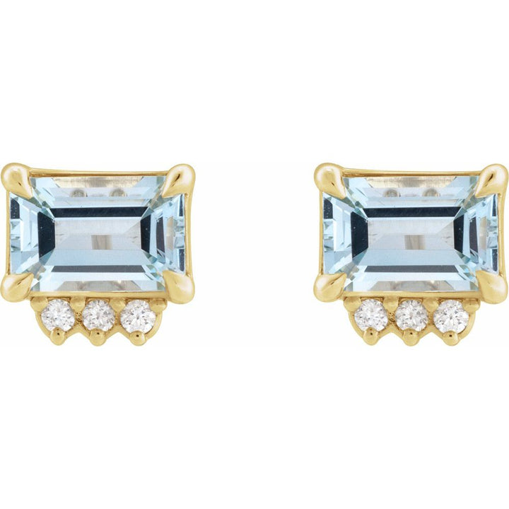 14K Gemstone &amp; .04 CTW Natural Diamond Studs