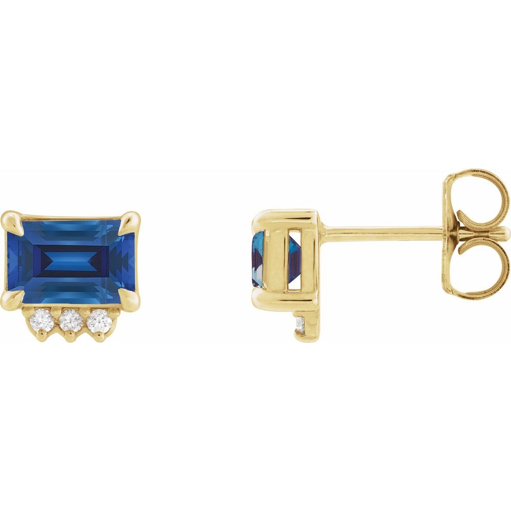 14K Gemstone &amp; .04 CTW Natural Diamond Studs