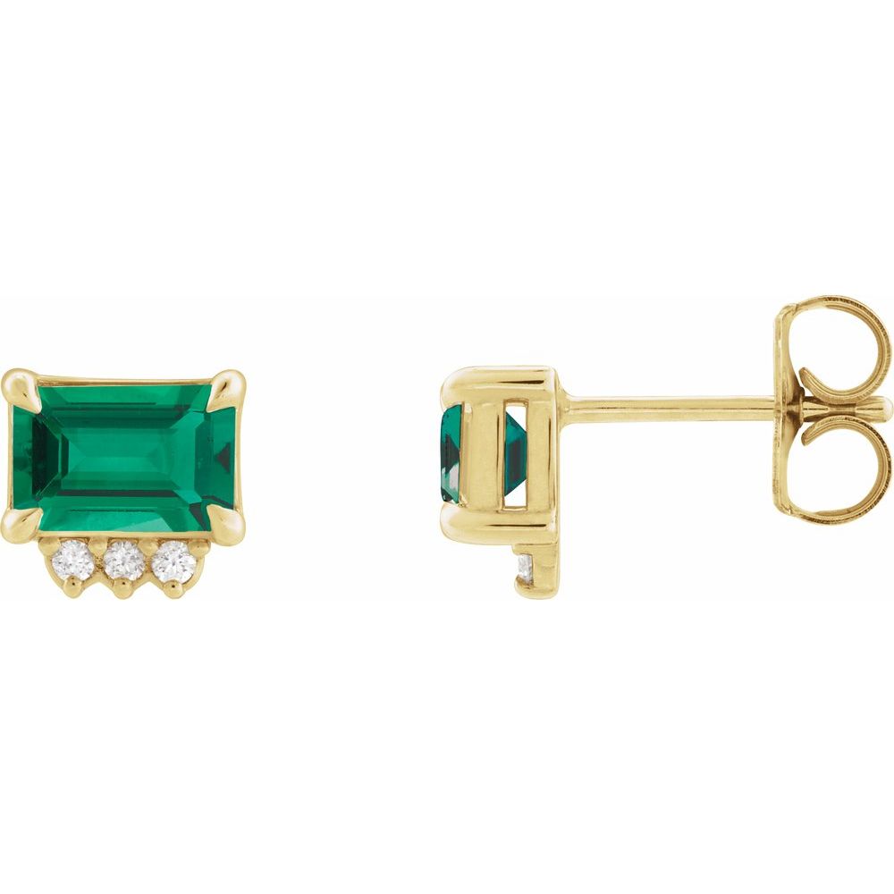 14K Gemstone &amp; .04 CTW Natural Diamond Studs