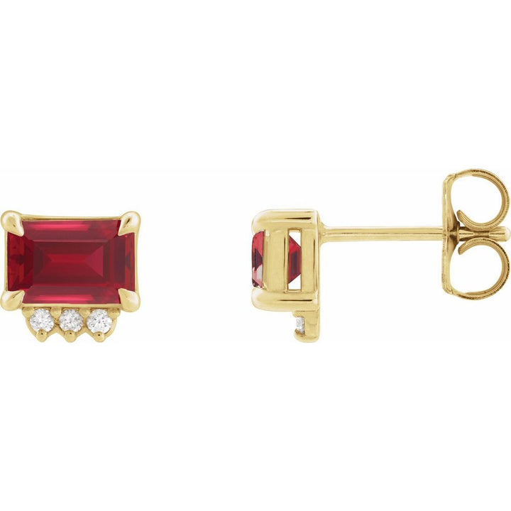 14K Gemstone &amp; .04 CTW Natural Diamond Studs