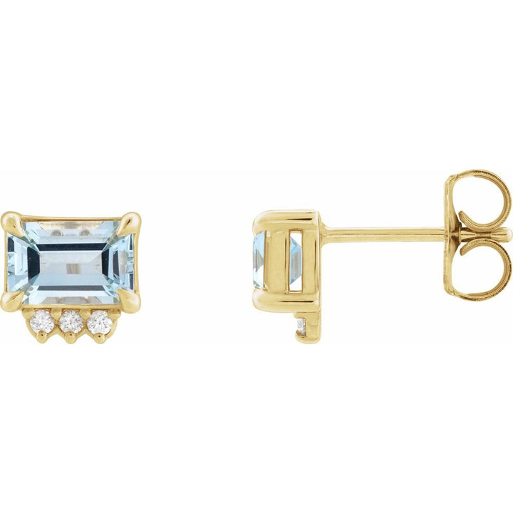 14K Gemstone &amp; .04 CTW Natural Diamond Studs