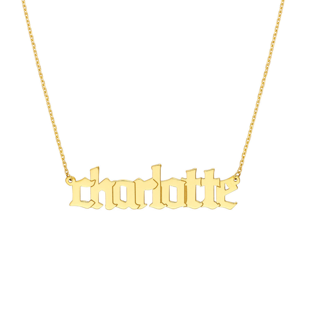 14K Gothic Nameplate Necklace-Embark Fine Jewelry