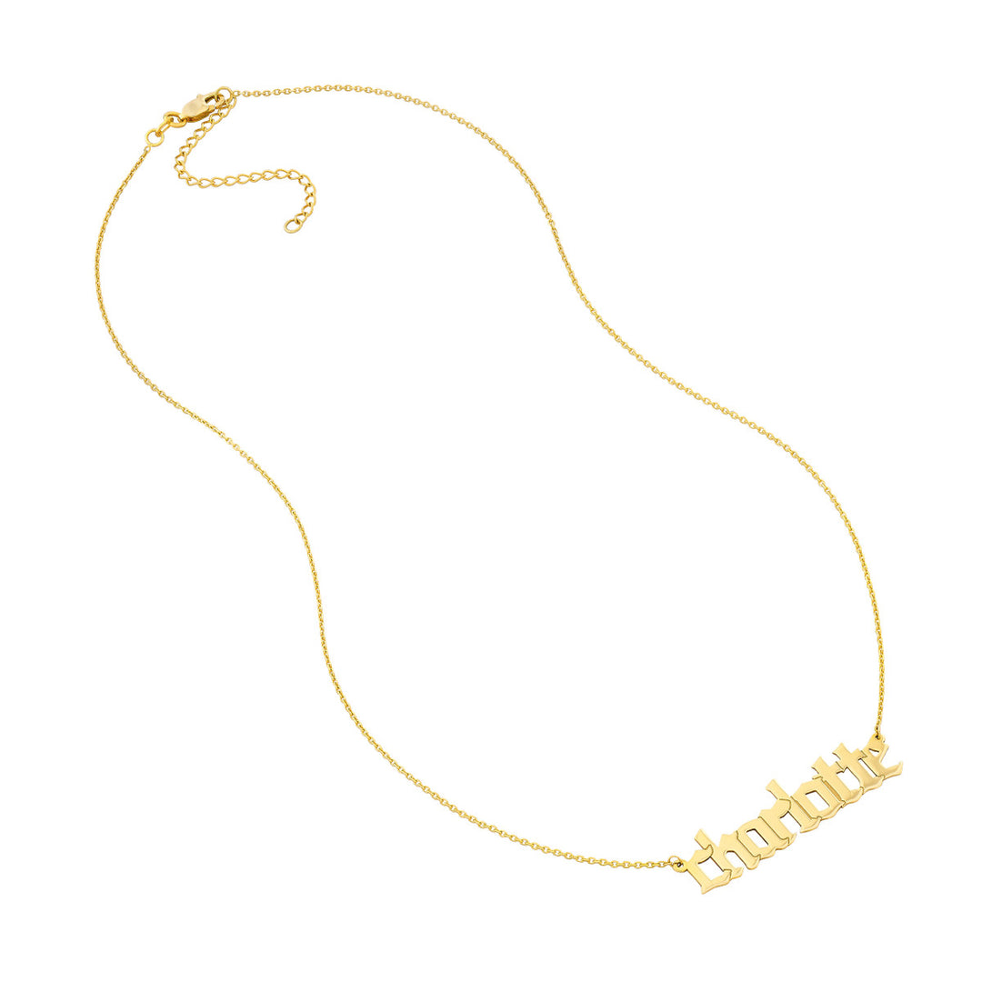 14K Gothic Nameplate Necklace