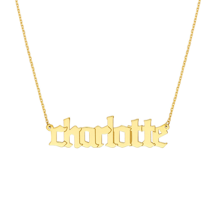 14K Gothic Nameplate Necklace