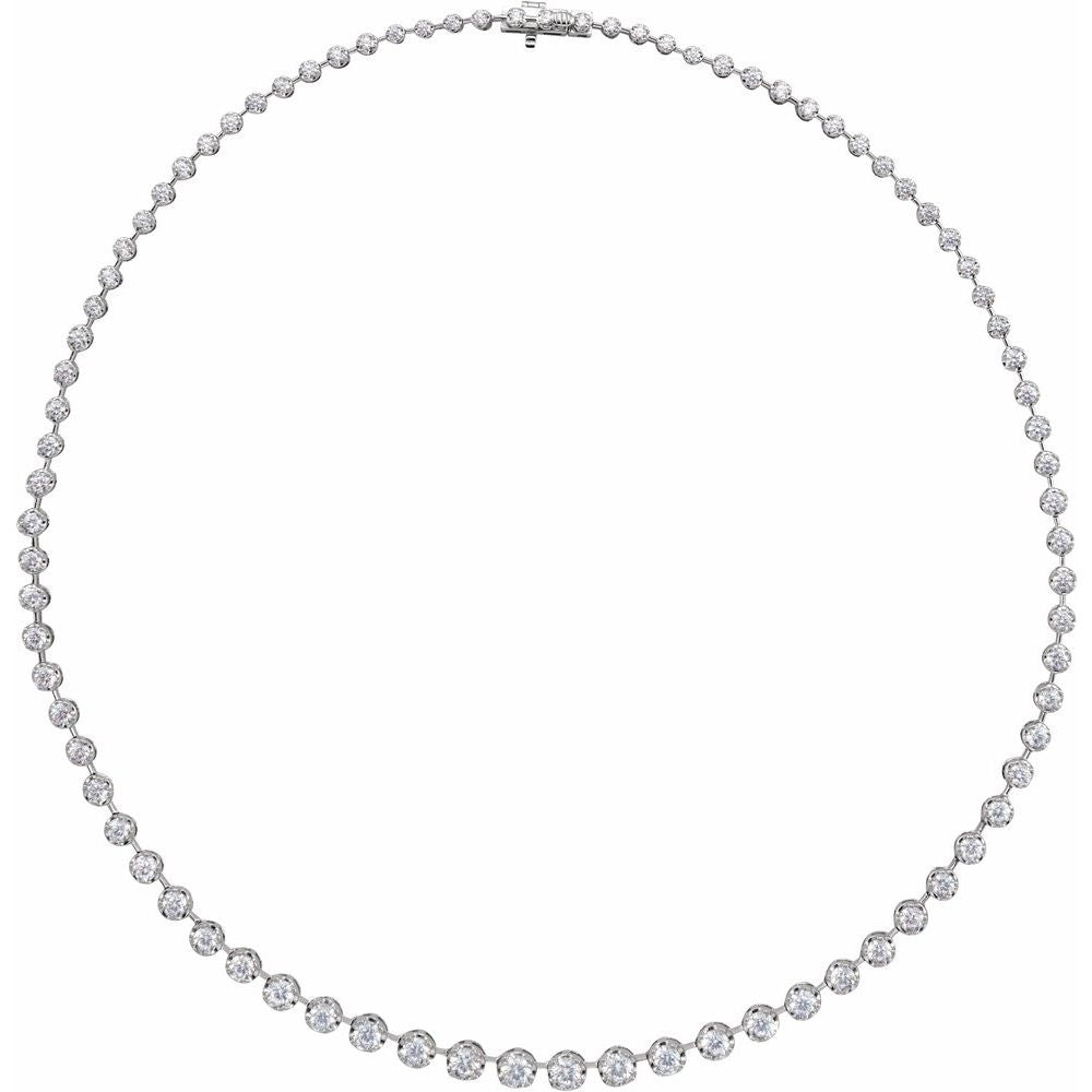 14K Graduated Bubble Bezel Diamond Line Necklace