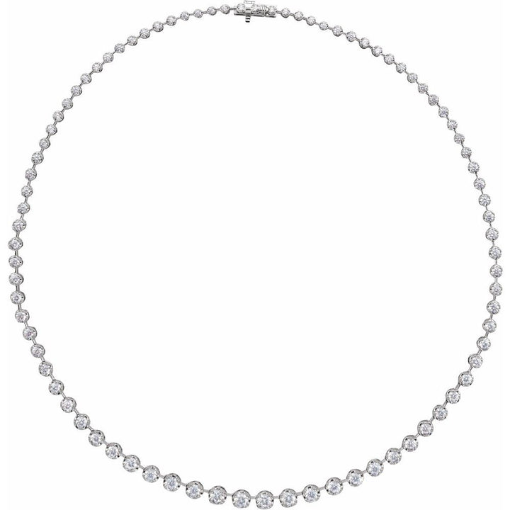 14K Graduated Bubble Bezel Diamond Line Necklace