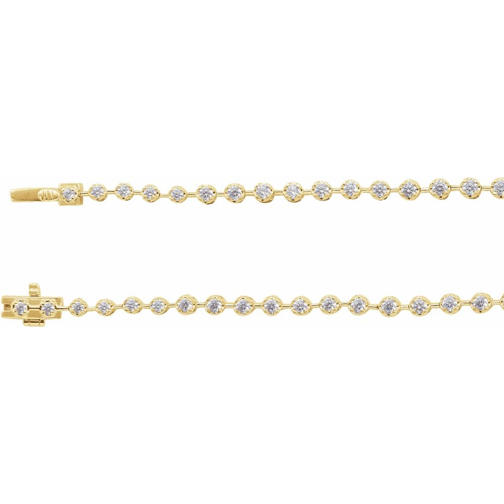 14K Graduated Bubble Bezel Diamond Line Necklace