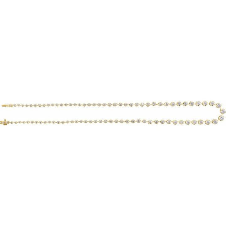 14K Graduated Bubble Bezel Diamond Line Necklace