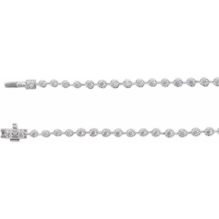14K Graduated Bubble Bezel Diamond Line Necklace
