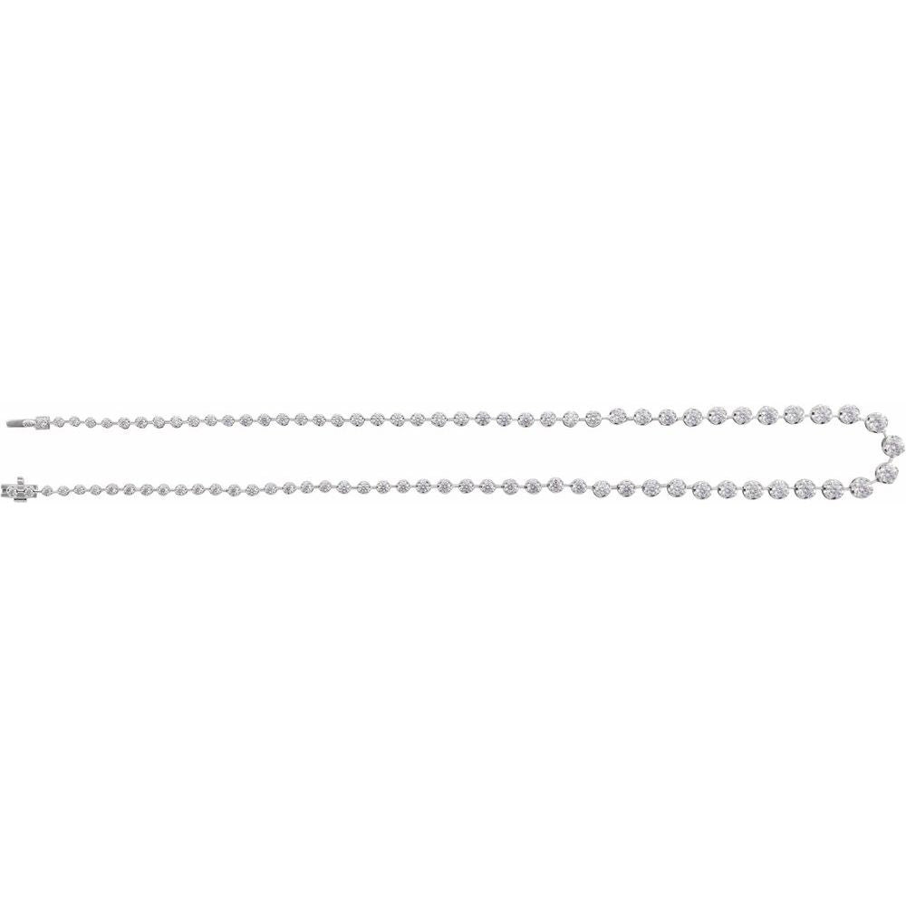 14K Graduated Bubble Bezel Diamond Line Necklace