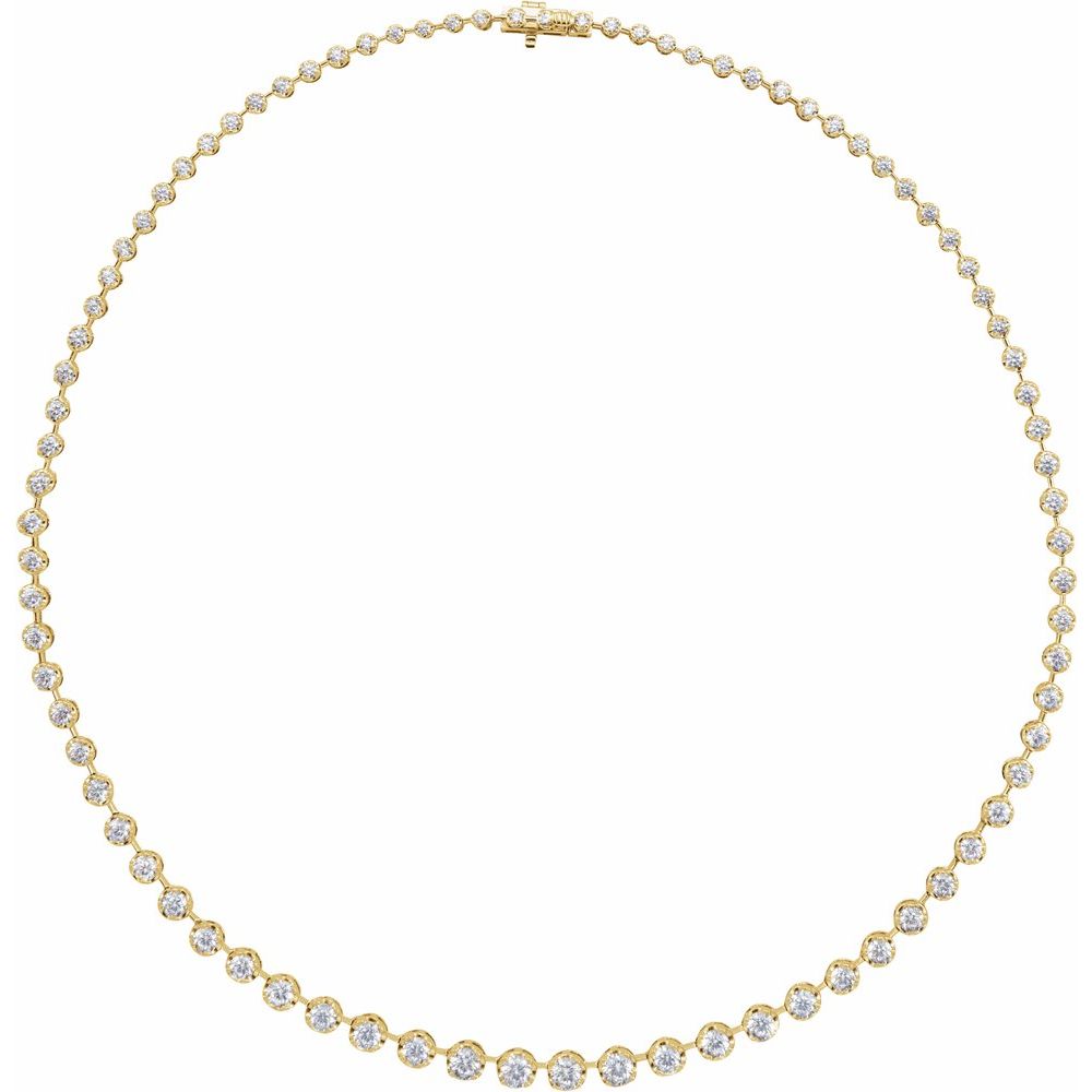 14K Graduated Bubble Bezel Diamond Line Necklace