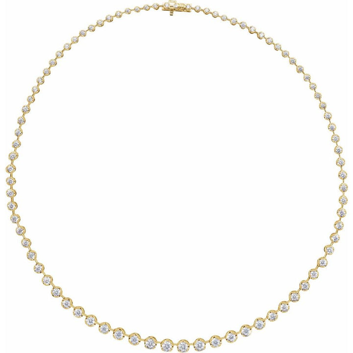 14K Graduated Bubble Bezel Diamond Line Necklace