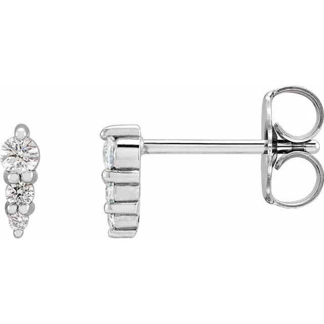 14K Graduating Diamond Trio Stud