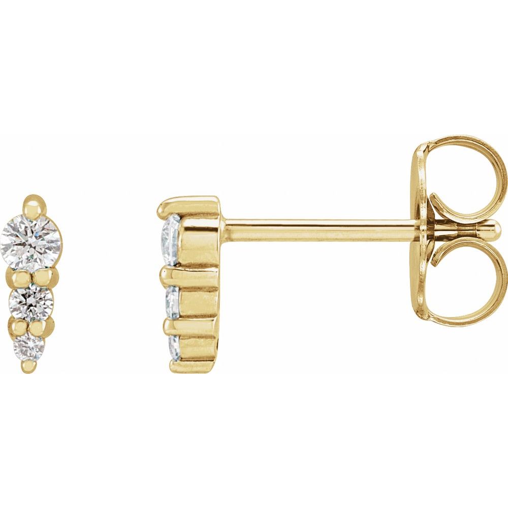 14K Graduating Diamond Trio Stud