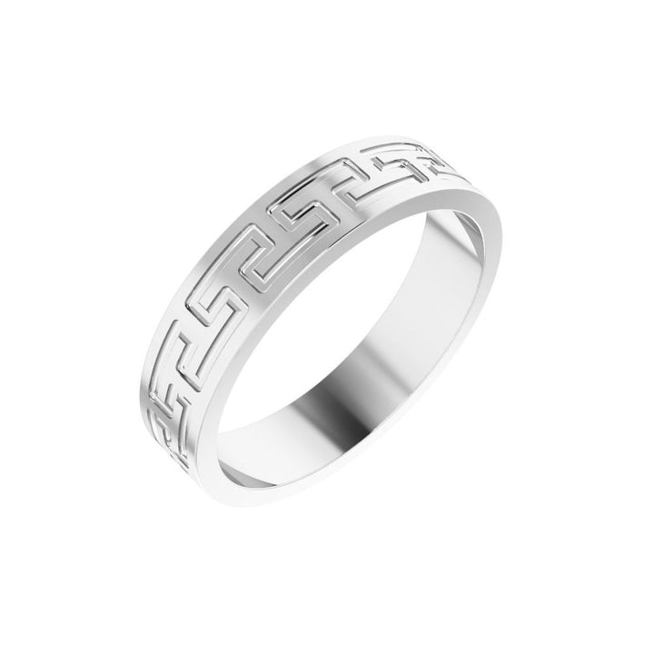 14K Greek Key Flat Band