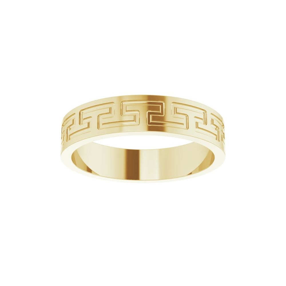14K Greek Key Flat Band