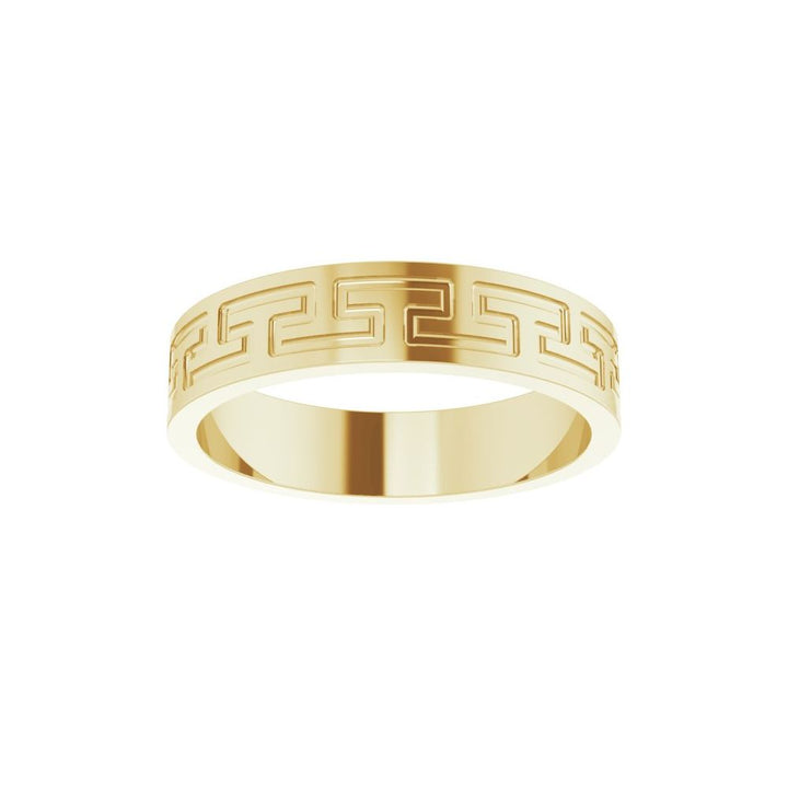 14K Greek Key Flat Band