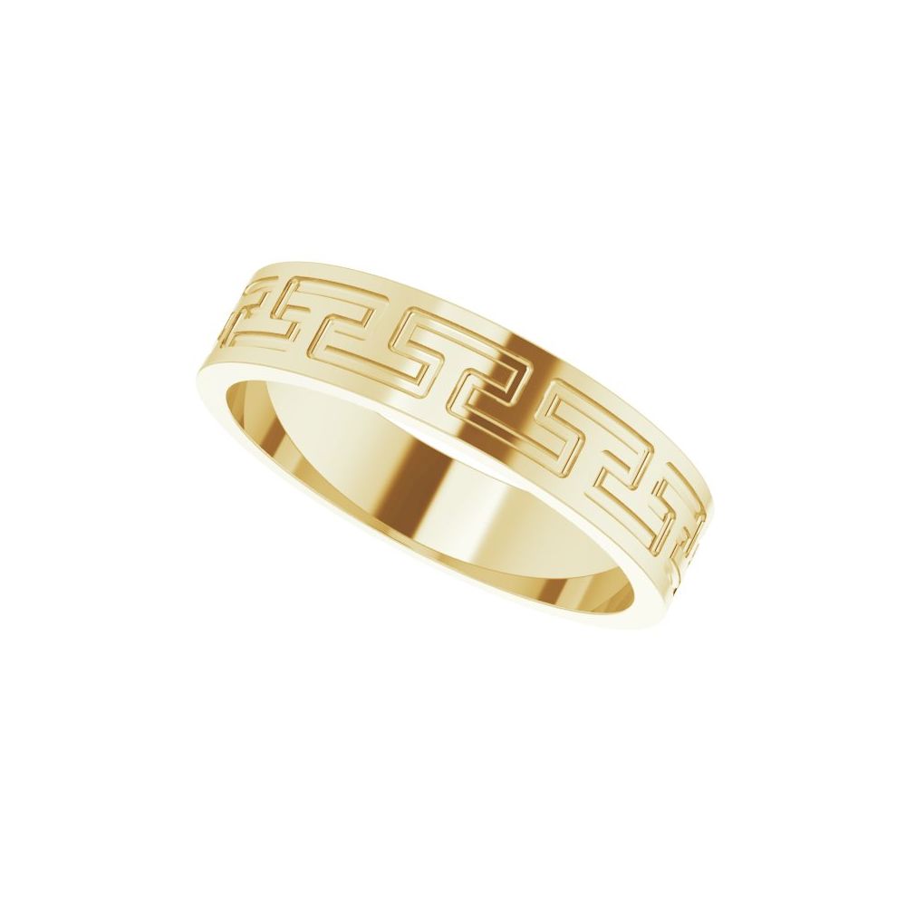 14K Greek Key Flat Band