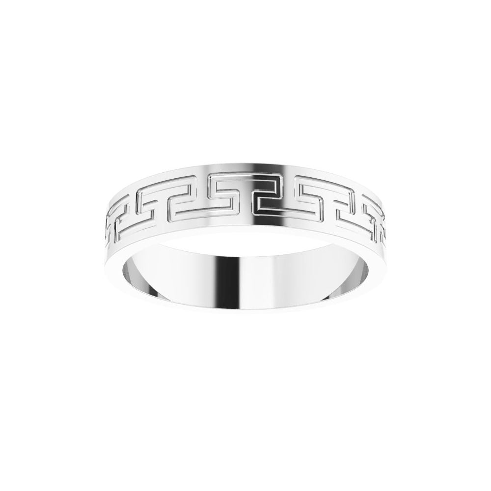 14K Greek Key Flat Band