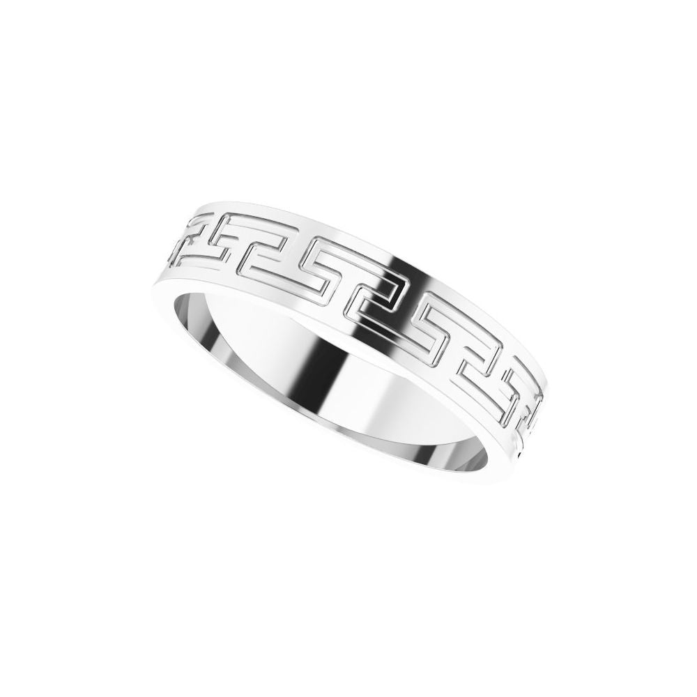 14K Greek Key Flat Band