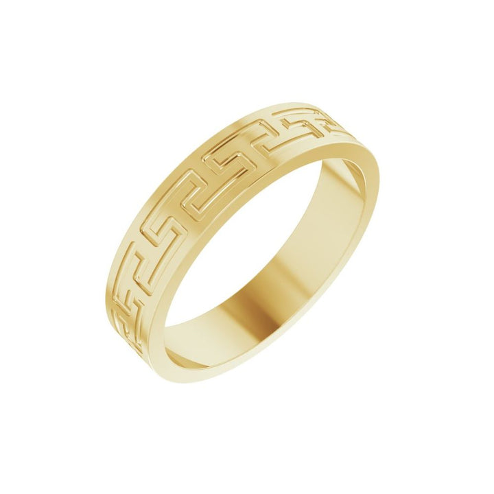 14K Greek Key Flat Band