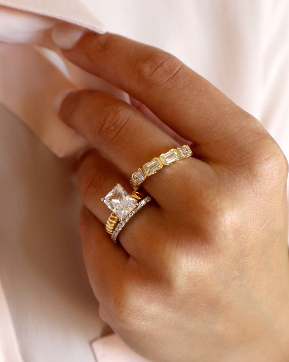 14K Half-Bezel Emerald-Cut Diamond Anniversary Band-Embark Fine Jewelry