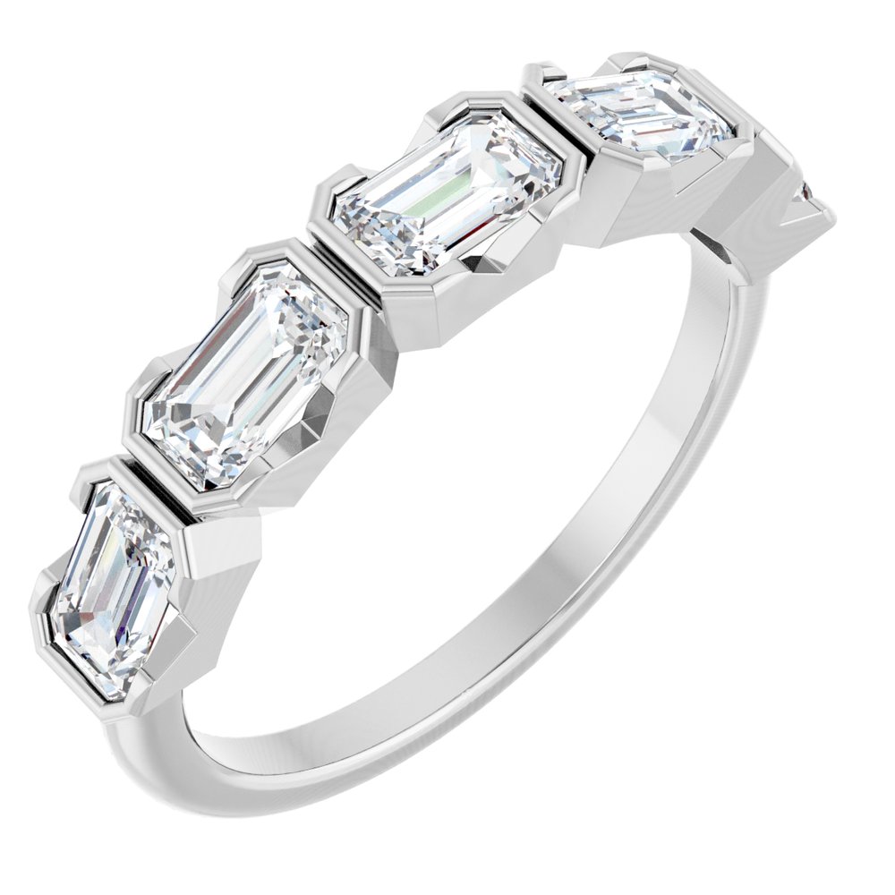14K Half-Bezel Emerald-Cut Diamond Anniversary Band