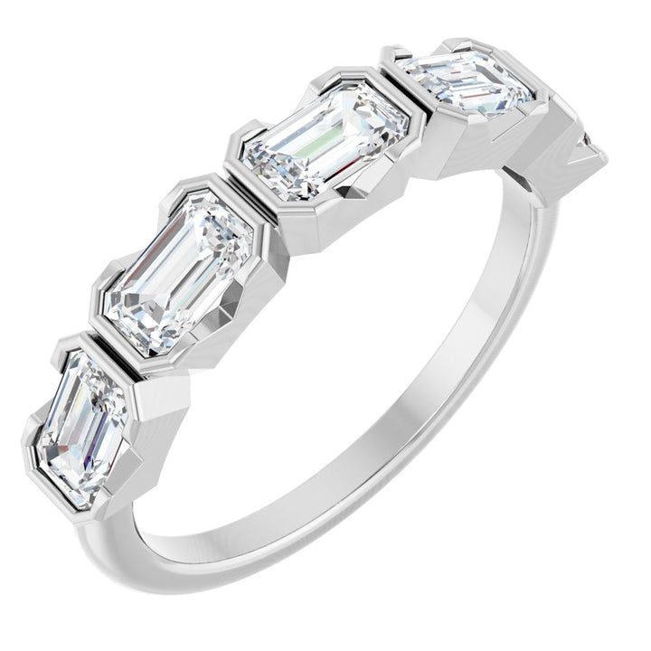 14K Half-Bezel Emerald-Cut Diamond Anniversary Band