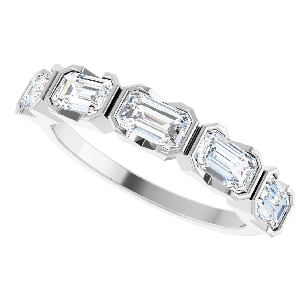 14K Half-Bezel Emerald-Cut Diamond Anniversary Band